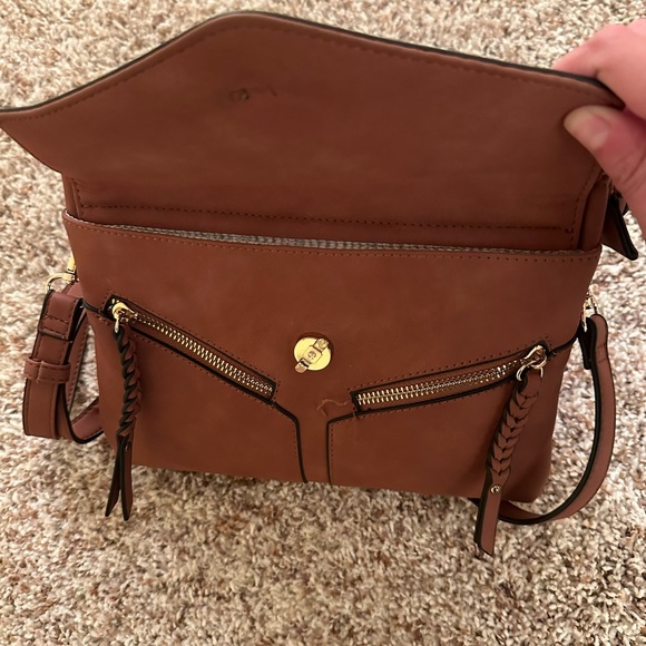 2 for $10! Brown with studs multiple pockets crossbody purse - Picture 3 of 3